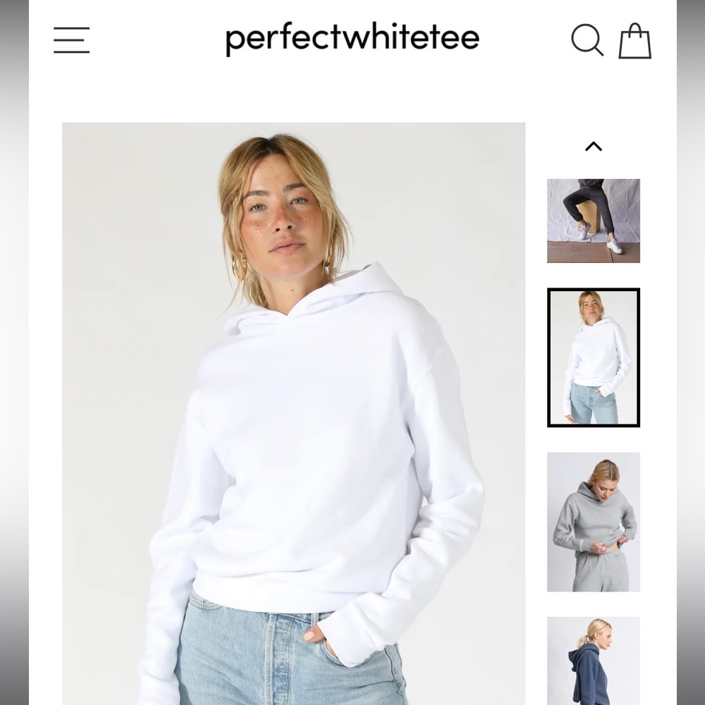 Perfectwhitetee hoodie white size large